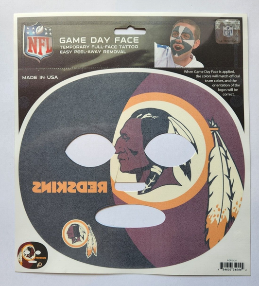 Washington Redskins Game Day Face Temporary Tattoo (NFL)