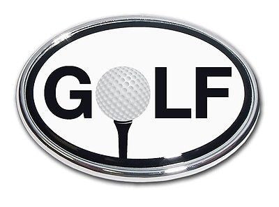 Golf Chrome Auto Emblem (GOLF with Ball & Tee) (Oval)