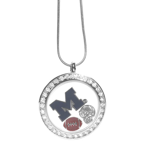 Michigan Wolverines Snake Chain Necklace with Locket & Charms (NCAA)