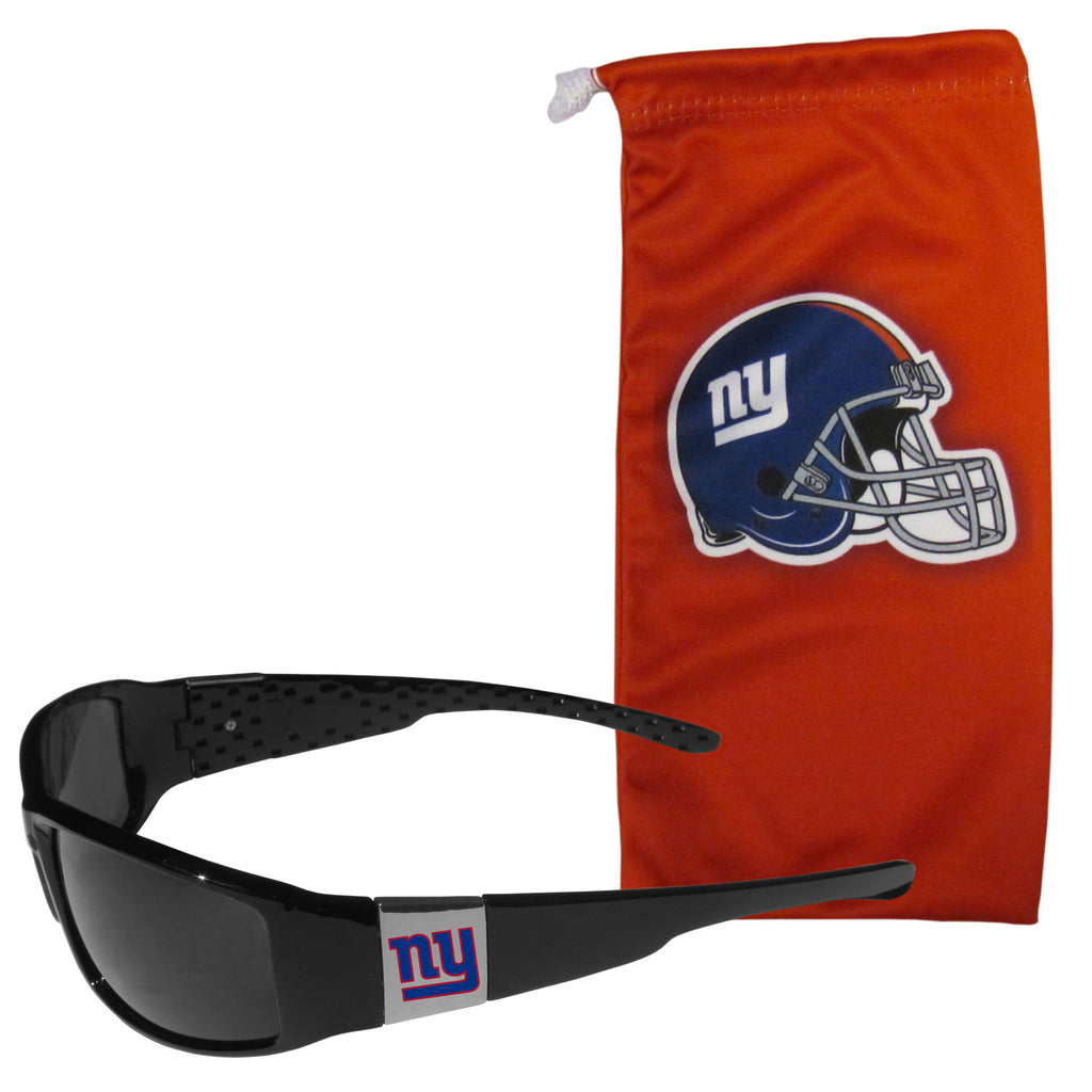 New York Giants Chrome Wrap Sunglasses with Microfiber Bag (NFL)