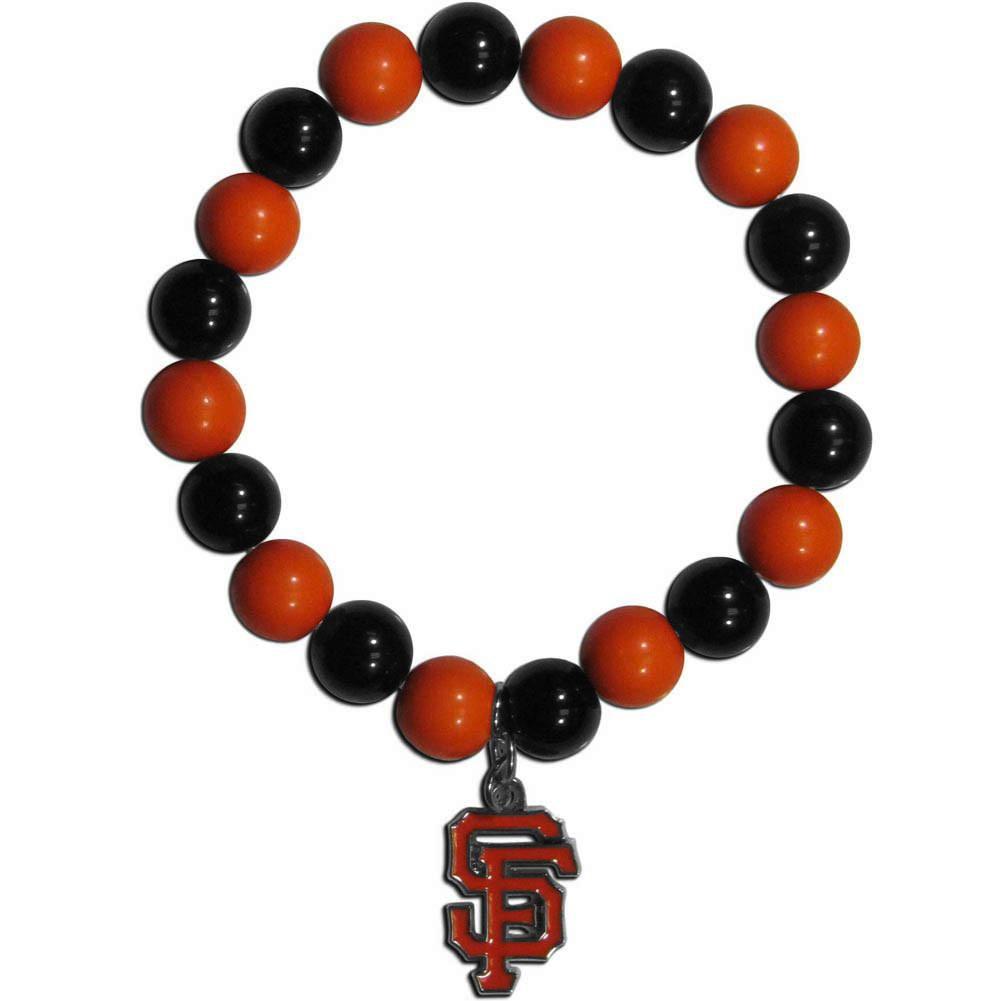 San Francisco Giants Fan Bead Stretch Bracelet with Metal Charm MLB