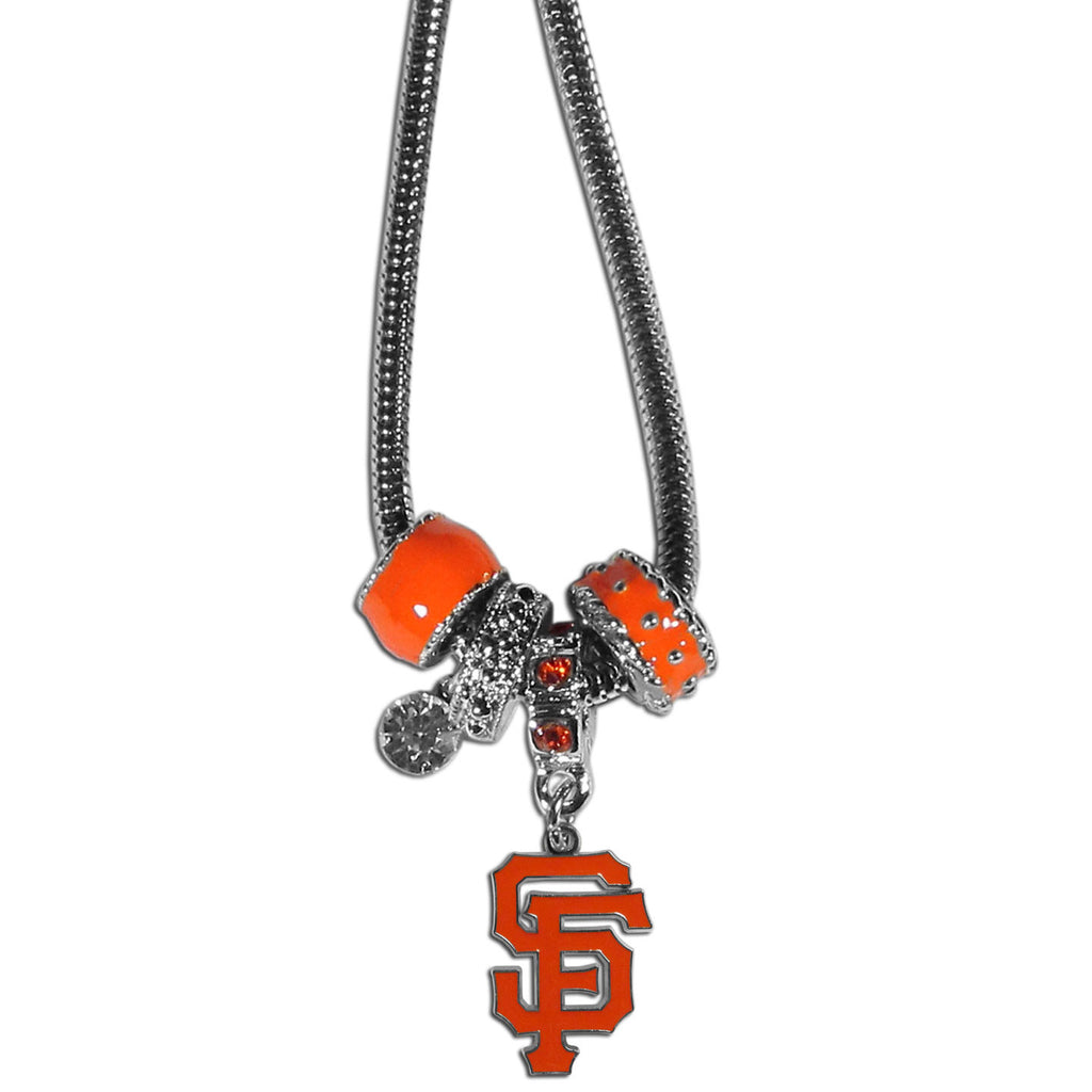 San Francisco Giants Snake Chain Necklace with Euro Beads MLB Jewelry