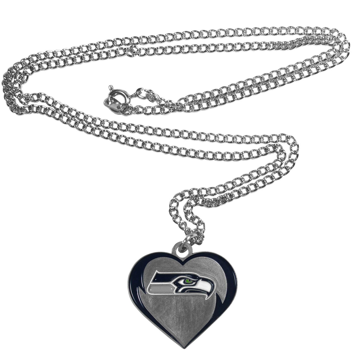 Seattle Seahawks 22" Chain Necklace with Metal Heart Logo Charm (NFL)
