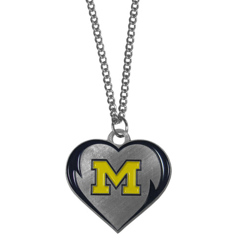 Michigan Wolverines 22" Chain Necklace with Metal Heart Logo Charm (NCAA)