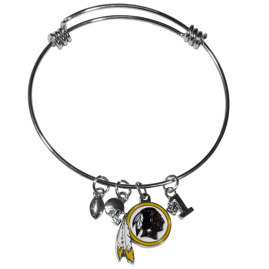 Washington Redskins Wire Bangle Bracelet with Charms NFL Football