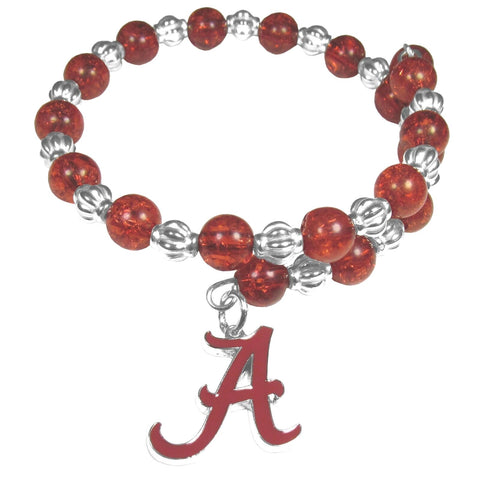Alabama Crimson Tide Bead Memory Wire Bracelet w/ Charm NCAA