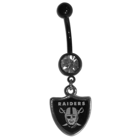 Las Vegas Raiders Navel Belly Ring with Dangle Charm (Logo) NFL Jewelry