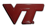 Virginia Tech Hokies Chrome Metal Auto Emblem (Maroon "VT") NCAA