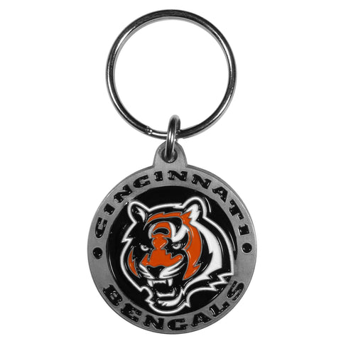 Cincinnati Bengals 3-D Logo Metal Key Chain NFL Football (Round)