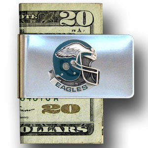 Philadelphia Eagles Steel Money Clip w/ 3D Helmet NFL Football