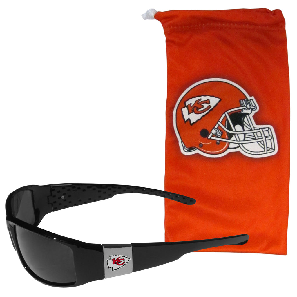 Kansas City Chiefs Chrome Wrap Sunglasses with Microfiber Bag (NFL)