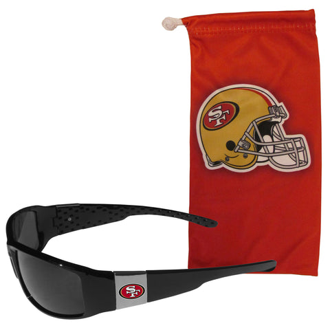 San Francisco 49ers Chrome Wrap Sunglasses with Microfiber Bag (NFL)