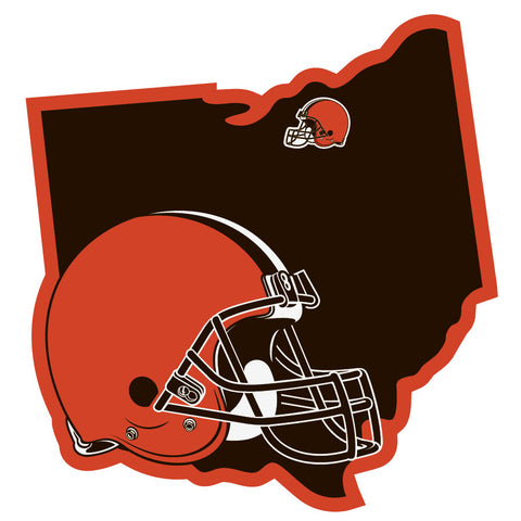 Cleveland Browns Home State Vinyl Auto Decal (NFL) Ohio Shape w/ Helmet