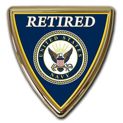 U.S. Navy Chrome Metal Auto Emblem (Retired Shield)