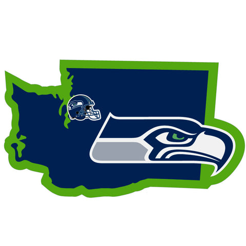 Seattle Seahawks Home State Vinyl Auto Decal (NFL) Washington Shape w/ Helmet