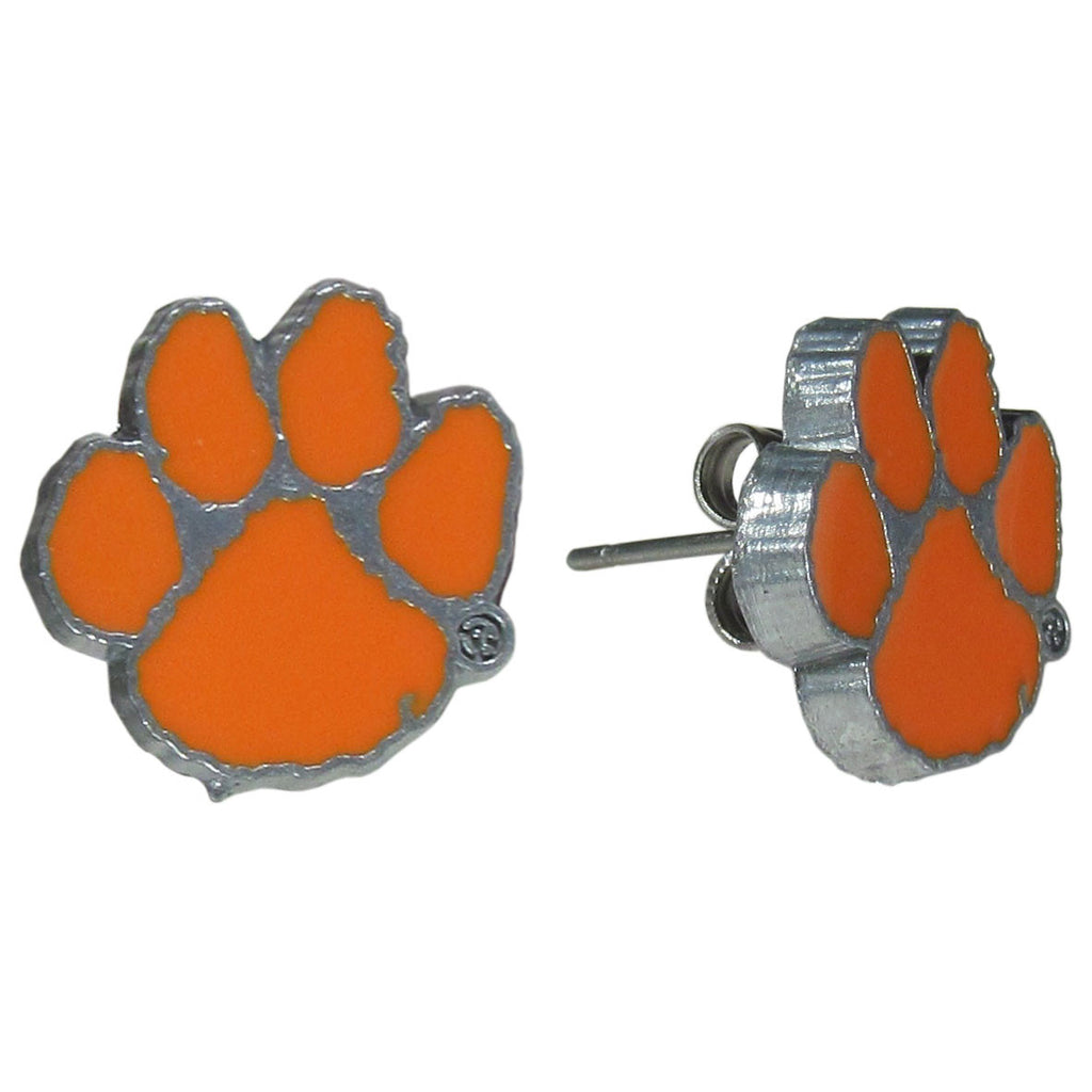 Clemson Tigers Stud Earrings (Paw Print) NCAA