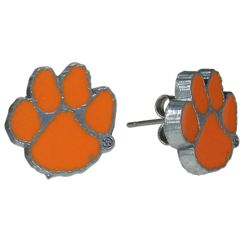 Clemson Tigers Stud Earrings (Paw Print) NCAA