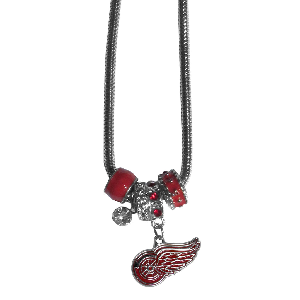 Detroit Red Wings Snake Chain Necklace with Euro Beads (NHL)