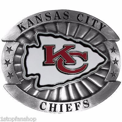 Kansas City Chiefs Over-sized 4" Pewter Metal Belt Buckle (NFL)