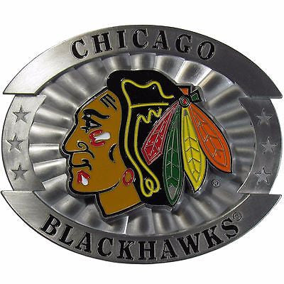 Chicago Blackhawks Over-sized 4" Pewter Metal Belt Buckle (NHL)