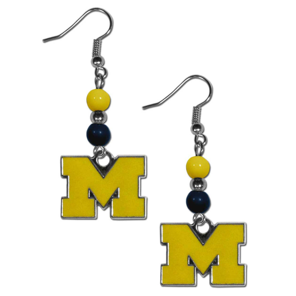 Michigan Wolverines Dangle Earrings (Fan Bead) NCAA