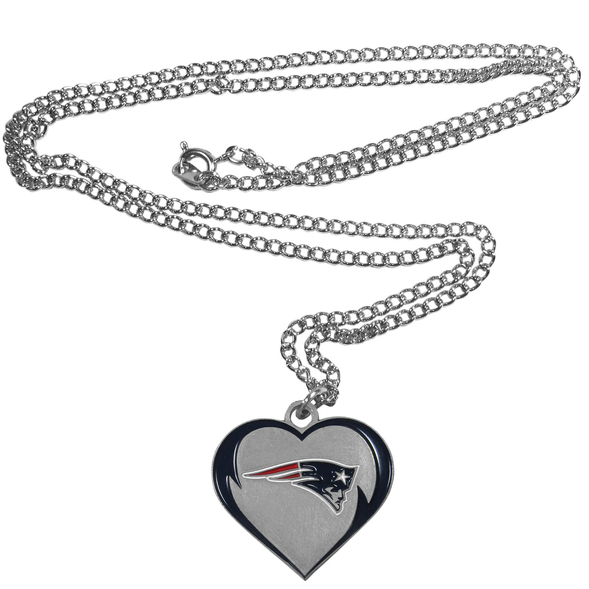 New England Patriots 22" Chain Necklace with Metal Heart Logo Charm (NFL)