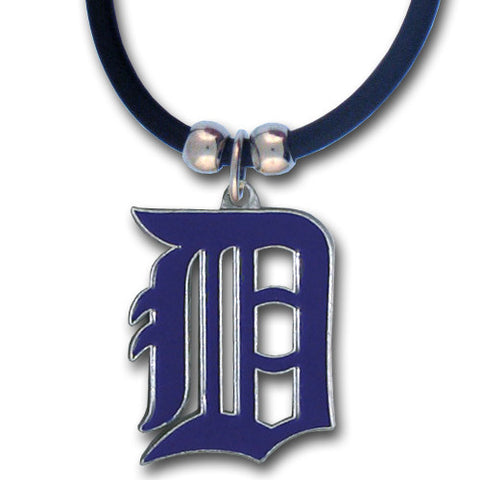 Detroit Tigers Rubber Cord Necklace w/ Logo Charm Licensed MLB Jewelry
