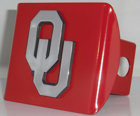 Oklahoma Sooners Chrome Metal Crimson Hitch Cover ("OU") NCAA