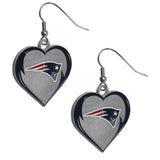 New England Patriots Heart Dangle Earrings NFL Football