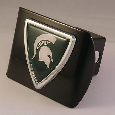 Michigan State Spartans Chrome Metal Black Hitch Cover (Shield) NCAA