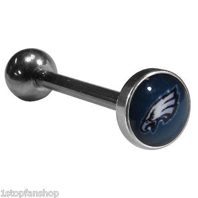 Philadelphia Eagles Barbell Tongue Ring (Inlaid Logo) NFL Jewelry