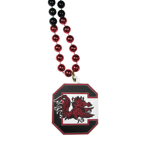South Carolina Gamecocks Mardi Gras Beads Necklace w/ Team Logo - NCAA
