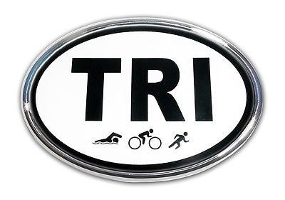 TRI Oval Chrome Auto Emblem (Triathlon)