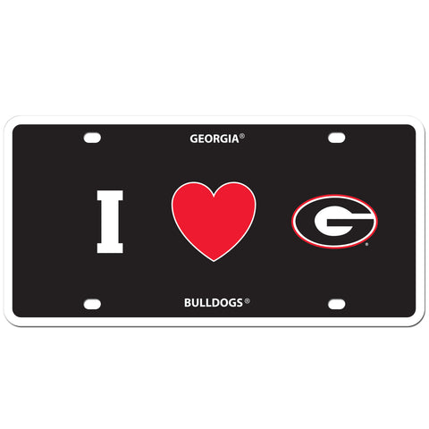 Georgia Bulldogs Styrene License Plate I Love (Heart) Team Logo NCAA