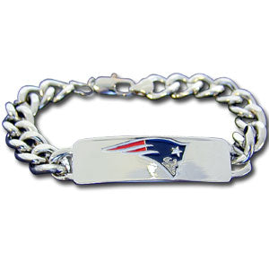 New England Patriots 9" Heavy Duty Metal Link Team ID Bracelet NFL