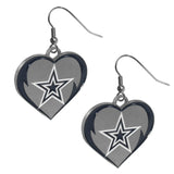 Dallas Cowboys Heart Dangle Earrings NFL Football