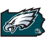 Philadelphia Eagles Home State Auto Decal (NFL) Pennsylvania Shape w/helmet