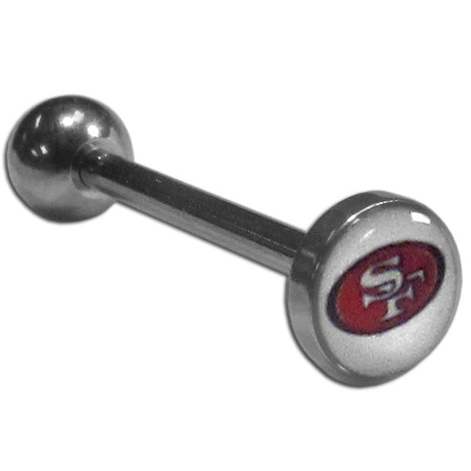 San Francisco 49ers Barbell Tongue Ring (Inlaid Logo) NFL Jewelry