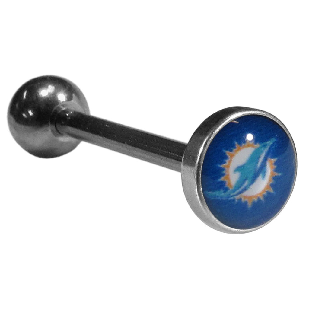Miami Dolphins Barbell Tongue Ring (Inlaid Logo) NFL Jewelry