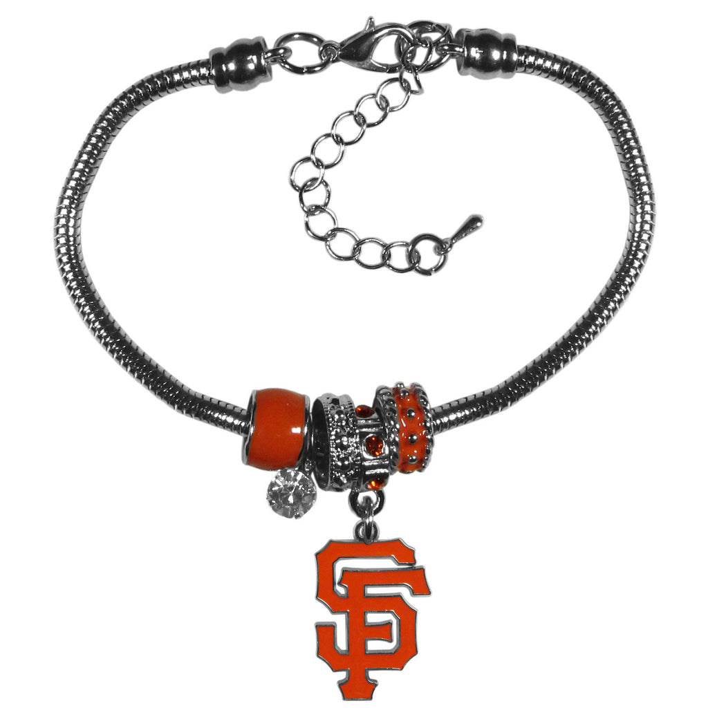San Francisco Giants Snake Chain Bracelet with Euro Beads MLB Jewelry