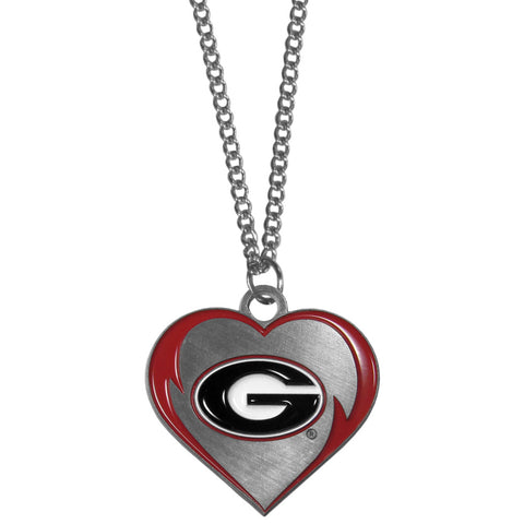 Georgia Bulldogs 22" Chain Necklace with Metal Heart Logo Charm (NCAA)