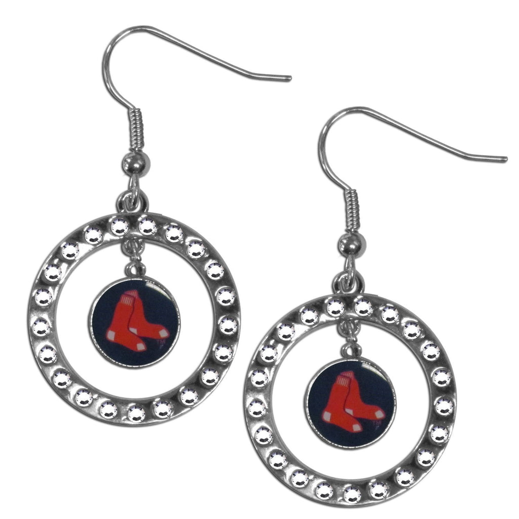 Boston Red Sox Hoop Earrings (Rhinestones) MLB Baseball Licensed Jewelry