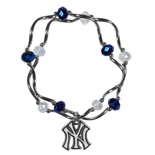 New York Yankees Crystal Beads Bracelet Licensed MLB Baseball Jewelry