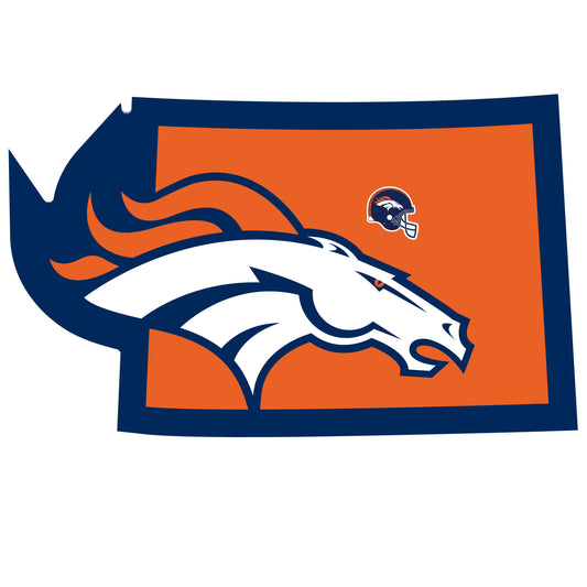 Denver Broncos Home State Vinyl Auto Decal (NFL) Colorado Shape Helmet