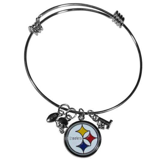 Pittsburgh Steelers Wire Bangle Bracelet with Charms NFL Football