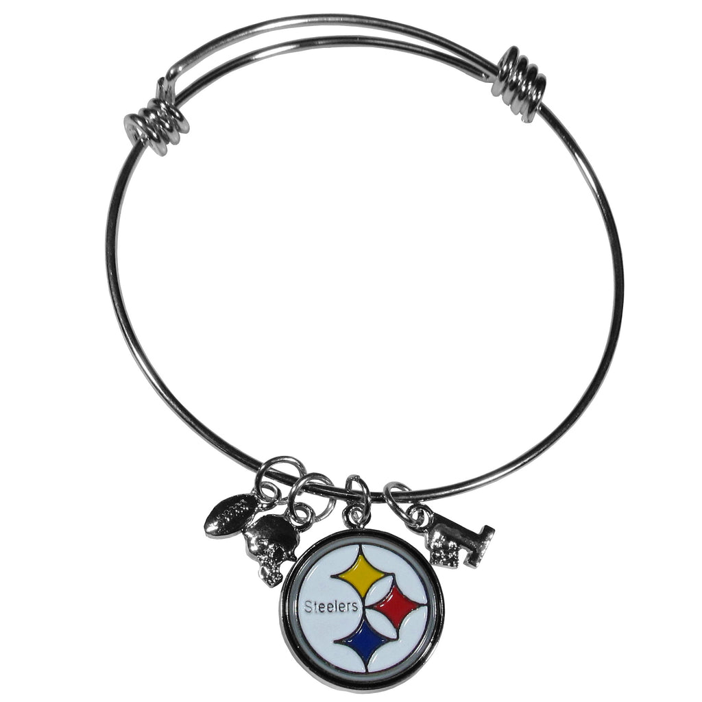 Pittsburgh Steelers Wire Bangle Bracelet with Charms NFL Football