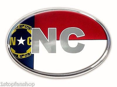 North Carolina State Flag Chrome Auto Emblem (Oval) NC