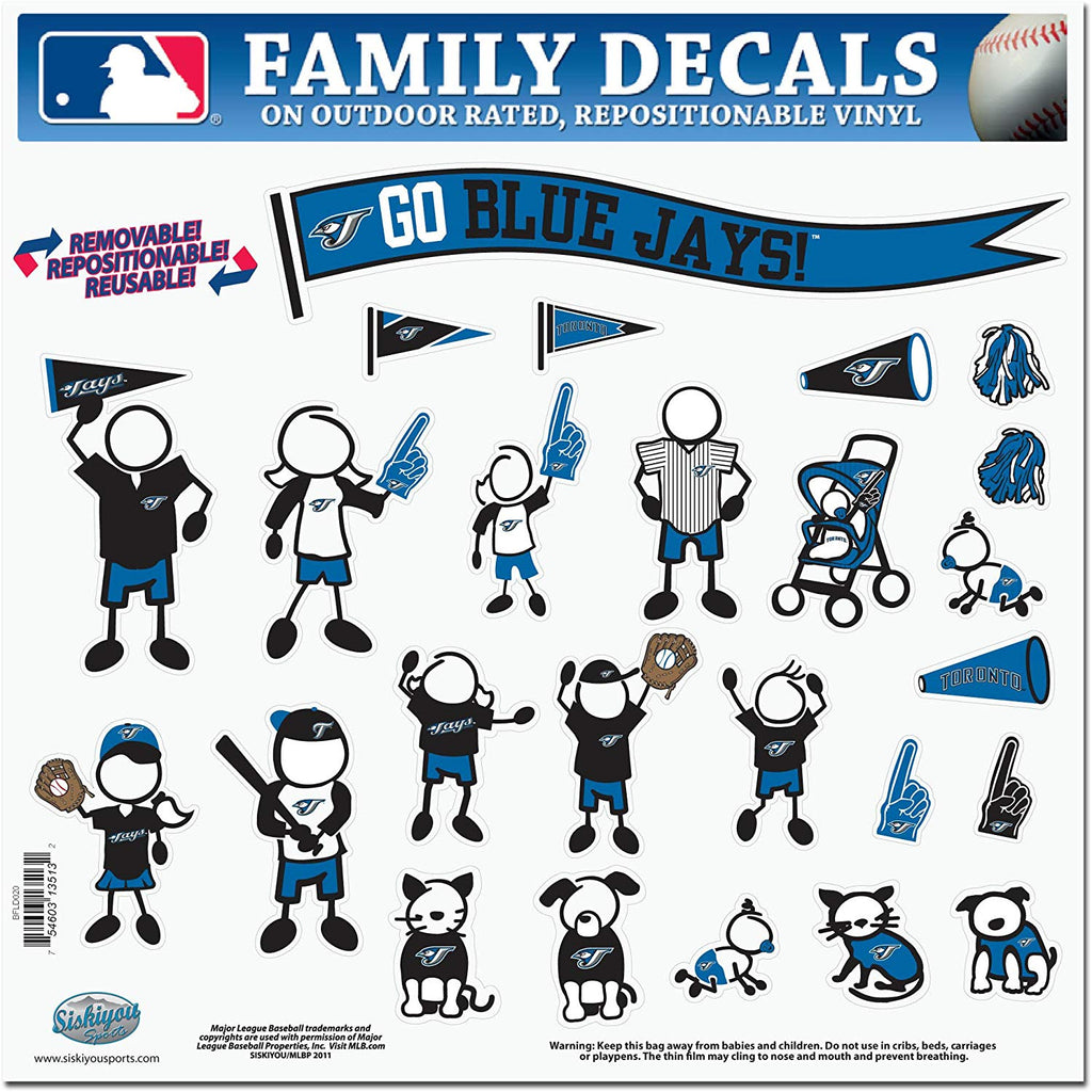 Toronto Blue Jays 25 Outdoor Rated Vinyl Family Decals MLB Baseball