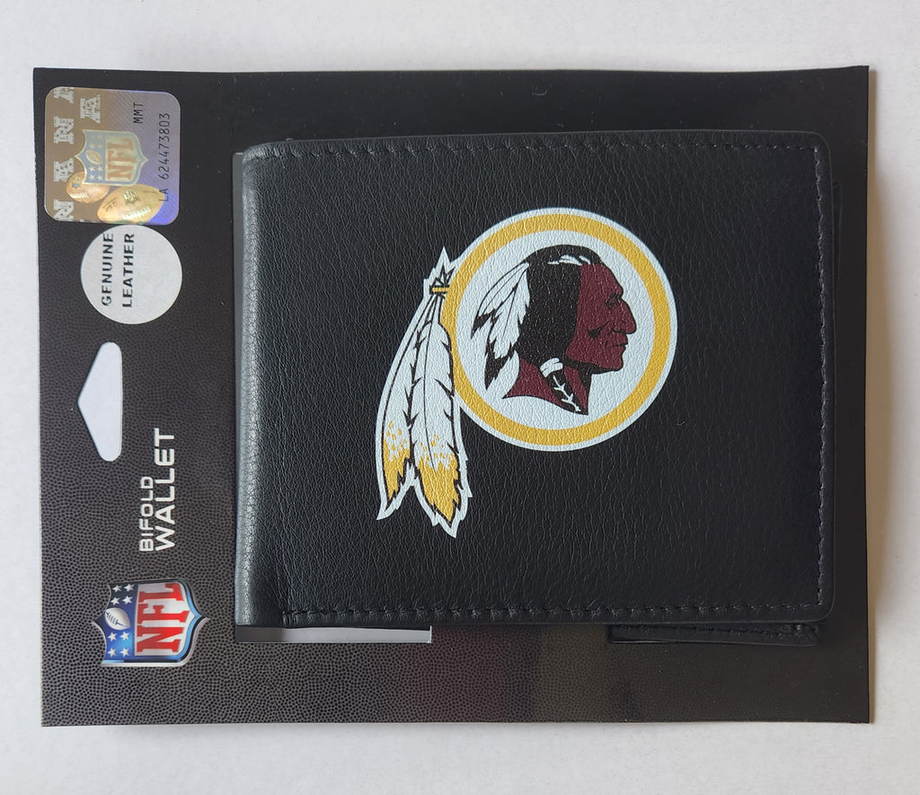 Washington Redskins Leather Bi-fold Wallet, Large NFL Football Logo