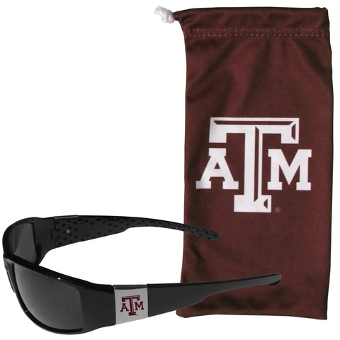 Texas A&M Aggies Chrome Wrap Sunglasses with Microfiber Bag (NCAA)